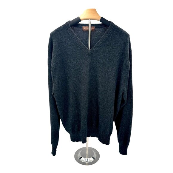 Reserve by Patrick James 100% Cashmere Mens Charcoal Gray Sweater Pull over - Picture 7 of 8